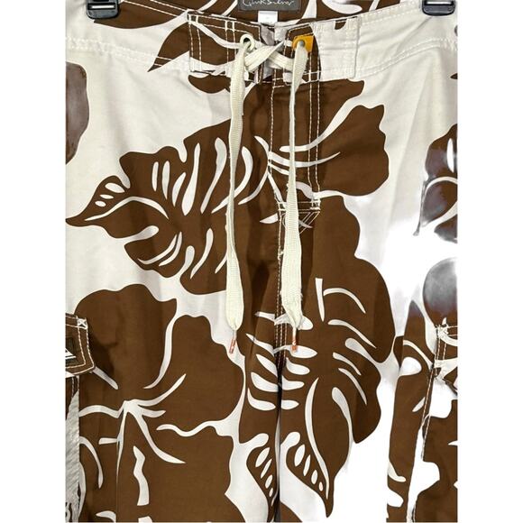 Quiksilver Men's Unlined Swim Trunks Size 36 Brown Leaf Print - Picture 6 of 16